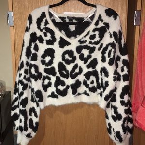 Zebra Print Cropped Sweater